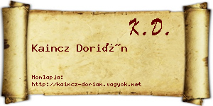 Kaincz Dorián névjegykártya